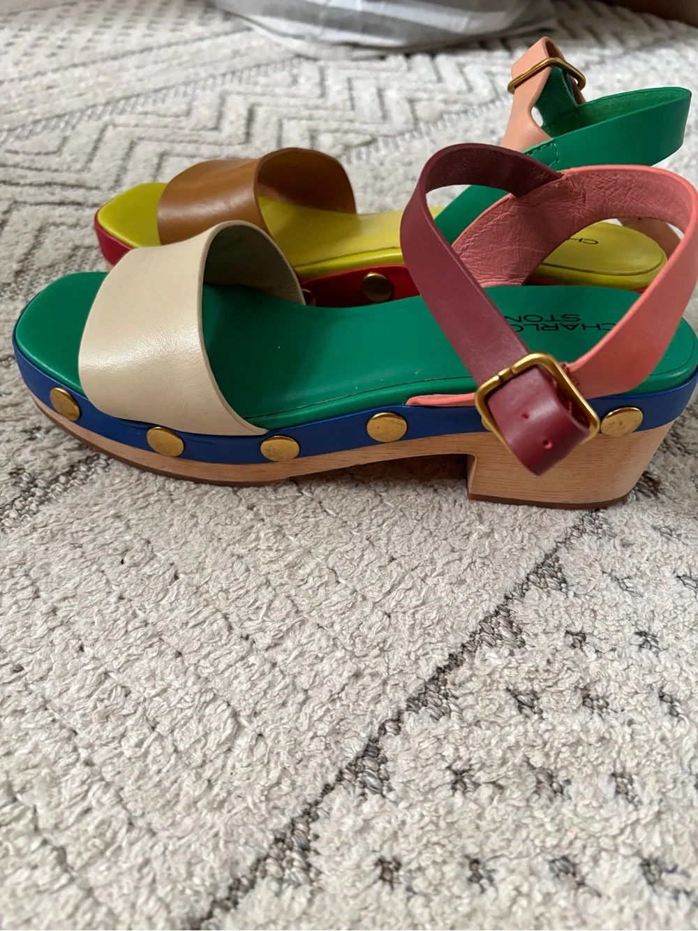 Charlotte Stone Allie Platform Sandals Size 8 Mutli Color